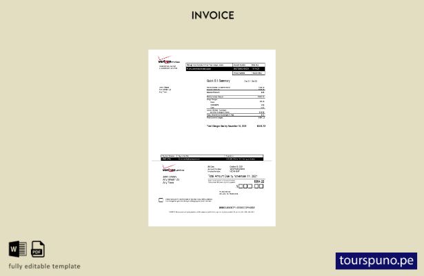 lista para imprimir plantilla de factura de Verizon de EE. UU.